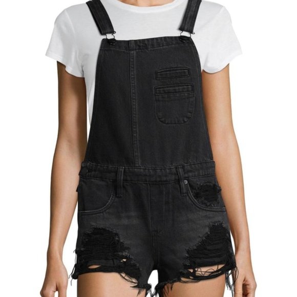 Blank NYC Denim - BLANK NYC PERFECT CONDITION BLACK RIPPED OVERALLS